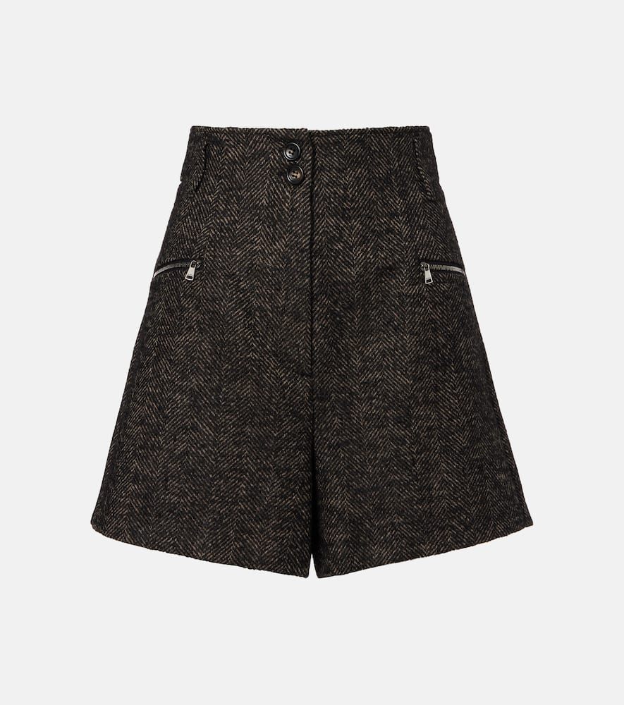Herringbone wool-blend shorts