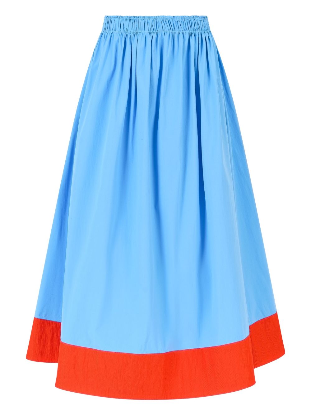 Shirred Poplin midi skirt - Blue