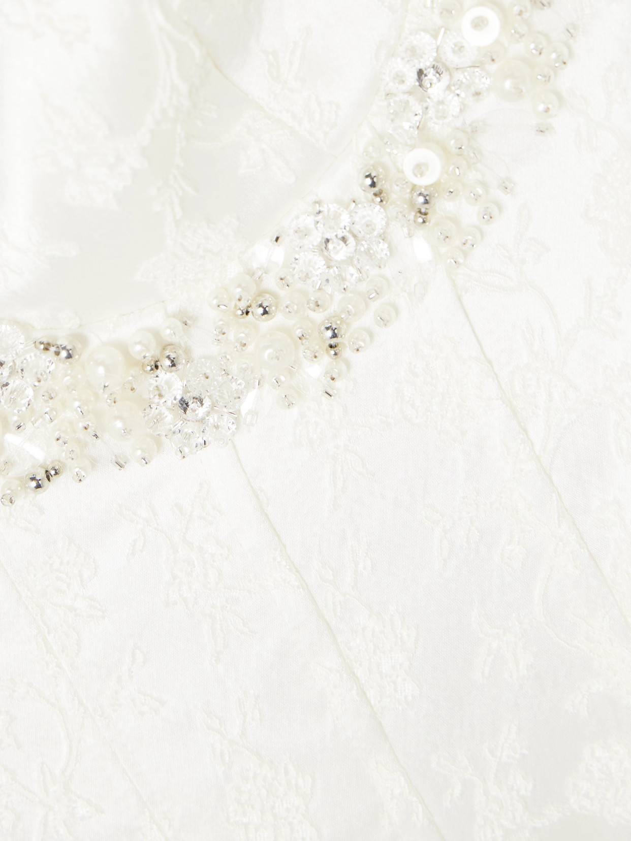 Charlotte Embellished Pleated Satin-jacquard Midi Dress - White