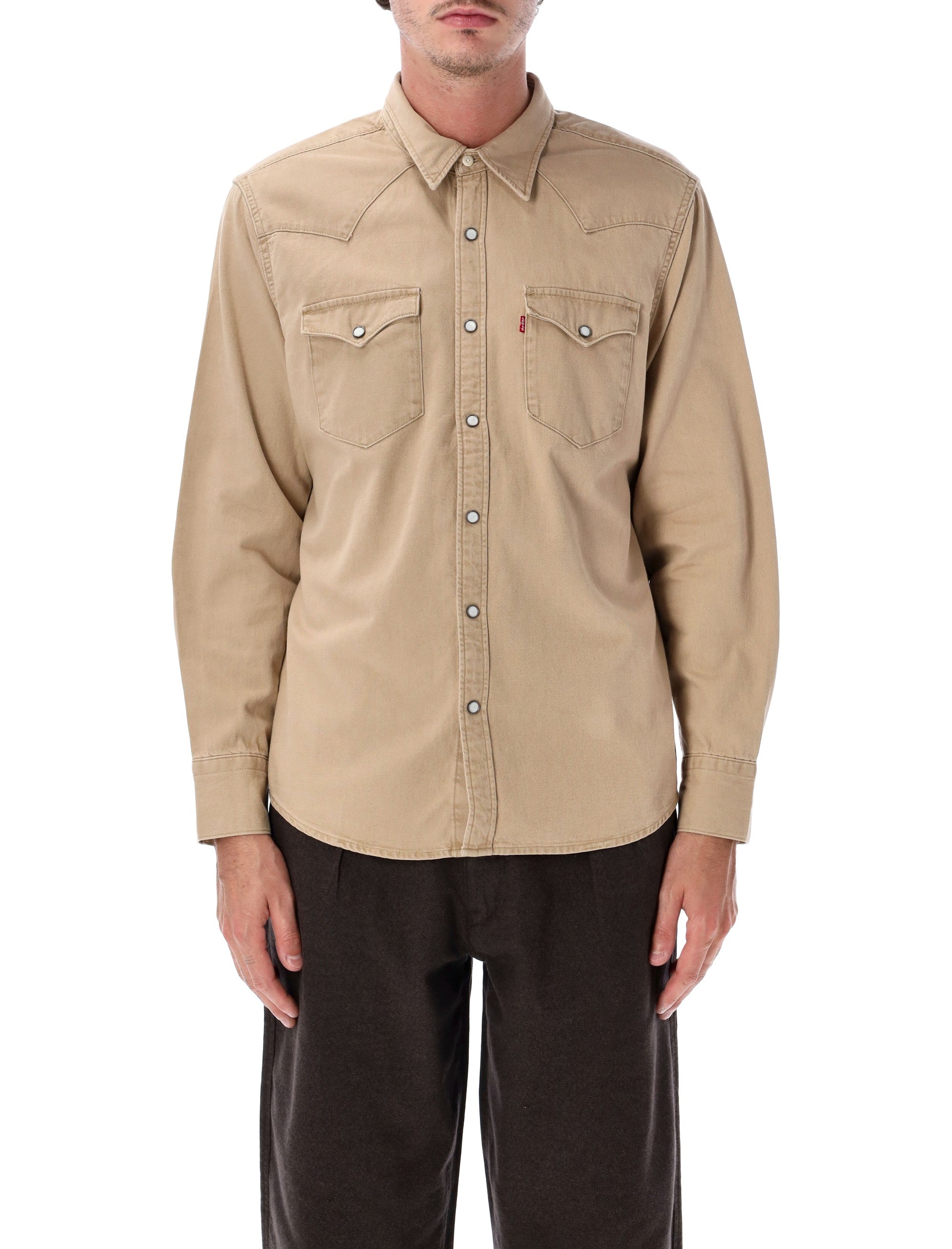 -Inspired Barstow-Style Cotton Denim Snap-Front Western Shirt