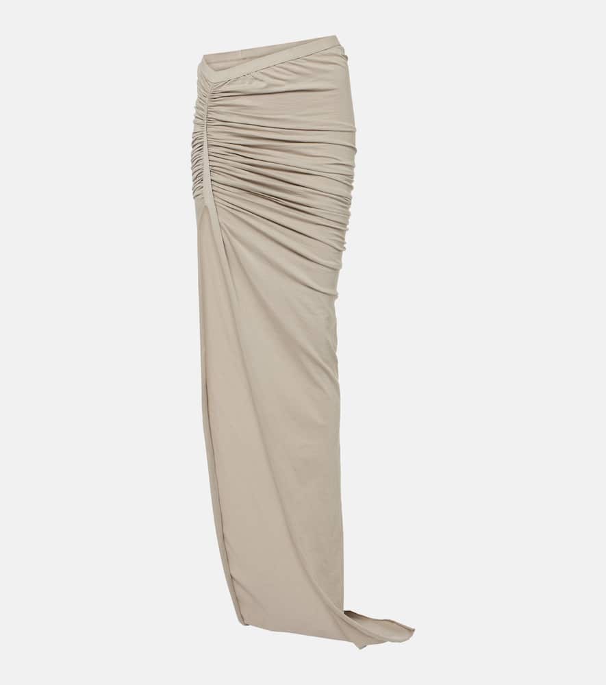 Ruched cotton jersey maxi skirt