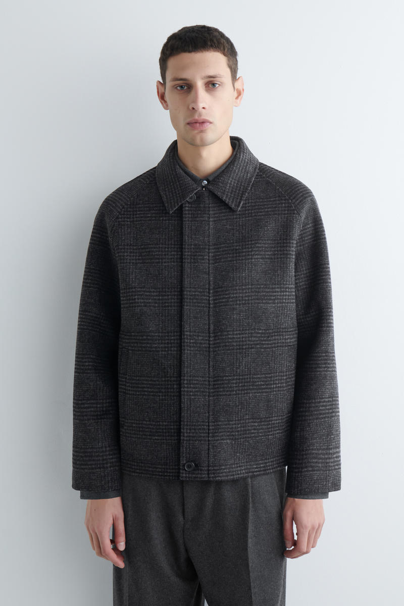 Reversible Checked / Herringbone Wool Sports Jacket