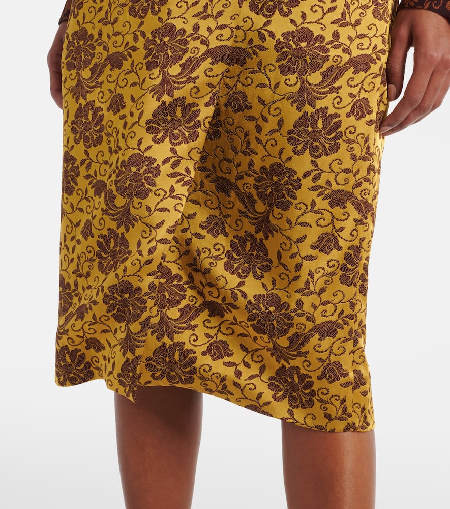 Floral ruffled midi skirt