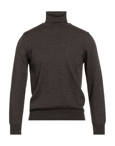 Man Turtleneck Dark brown Size 46 Merino Wool