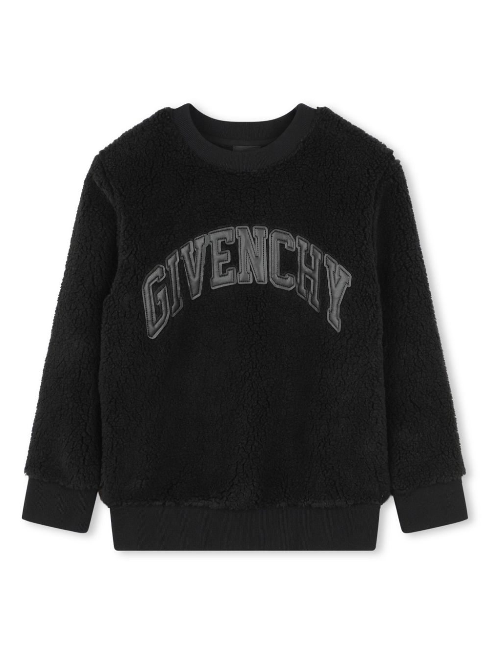 Logo-patch faux-shearling sweatshirt - Black