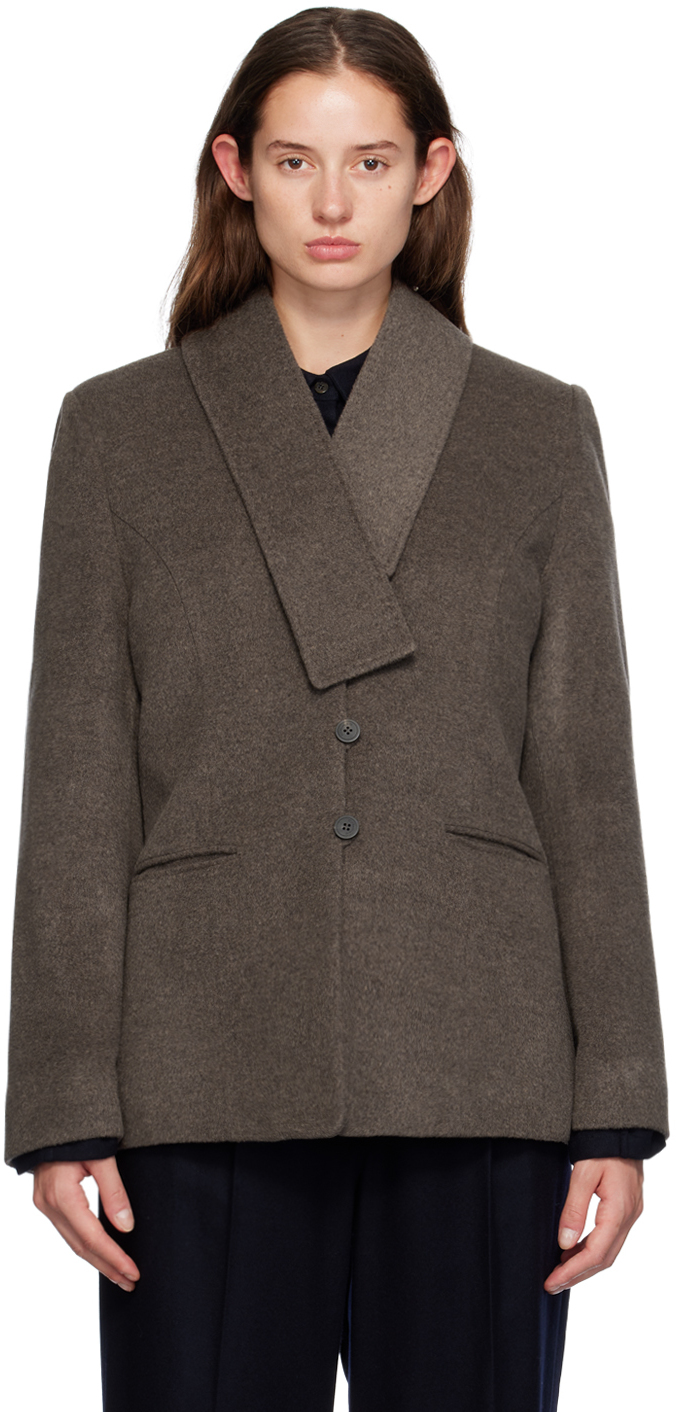 LE17SEPTEMBRE Brown Muffler Collar Blazer