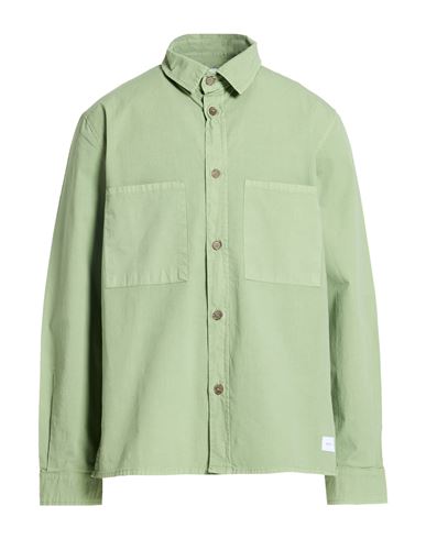 Man Shirt Sage green Size L Cotton, Elastane