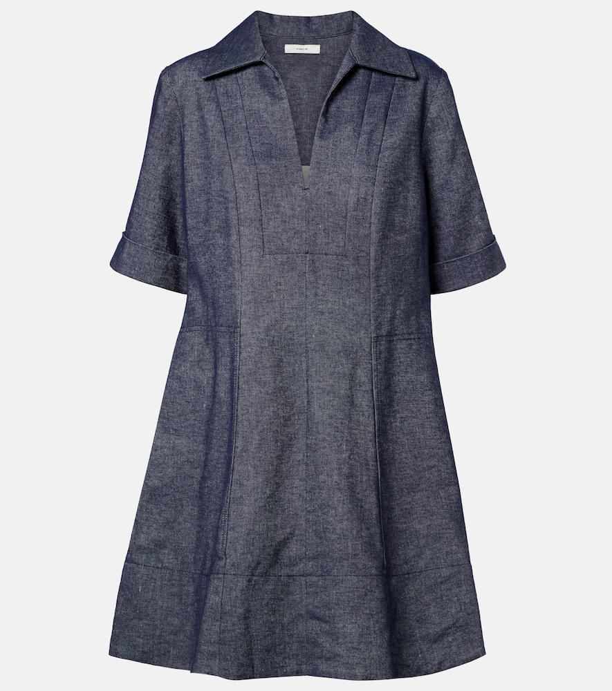 Cotton and linen chambray minidress