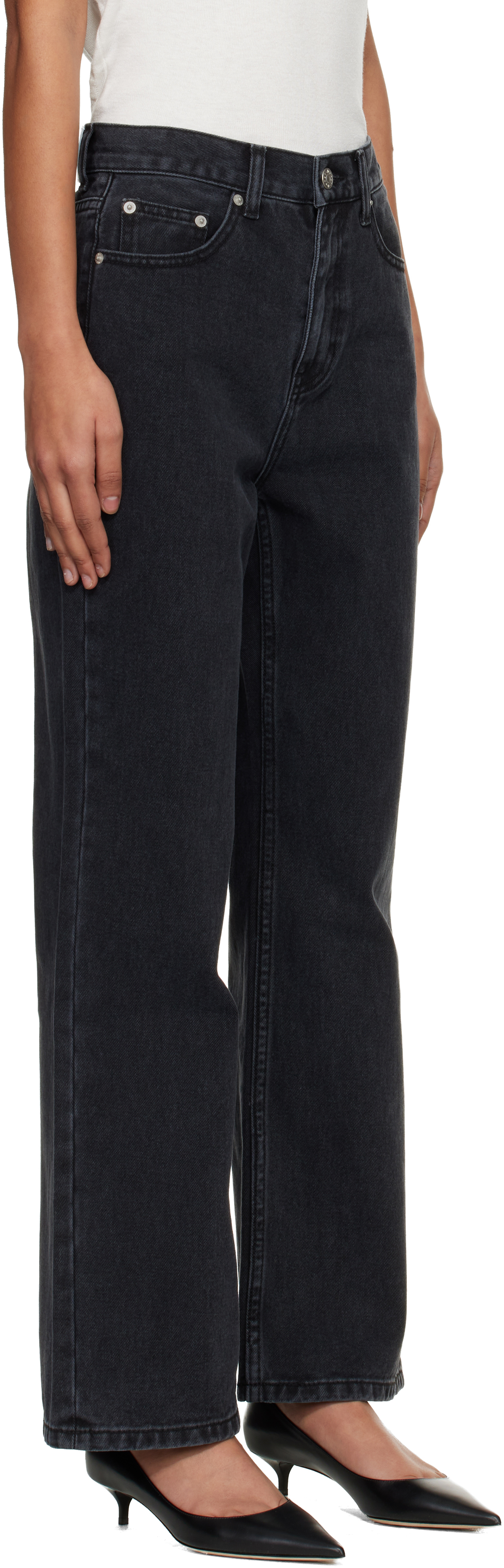 Black Relaxed Flared Jeans
