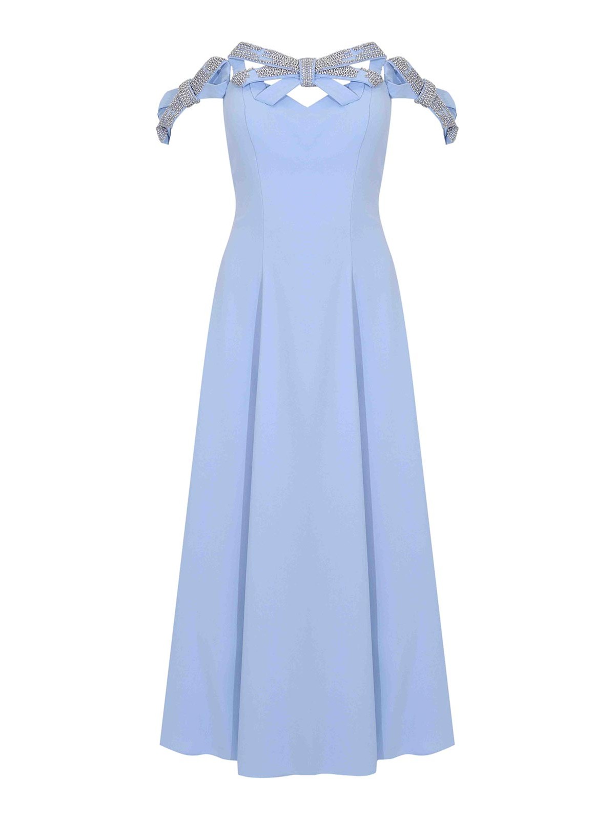 Dress In Crepe With Blue Aura Rhinestones