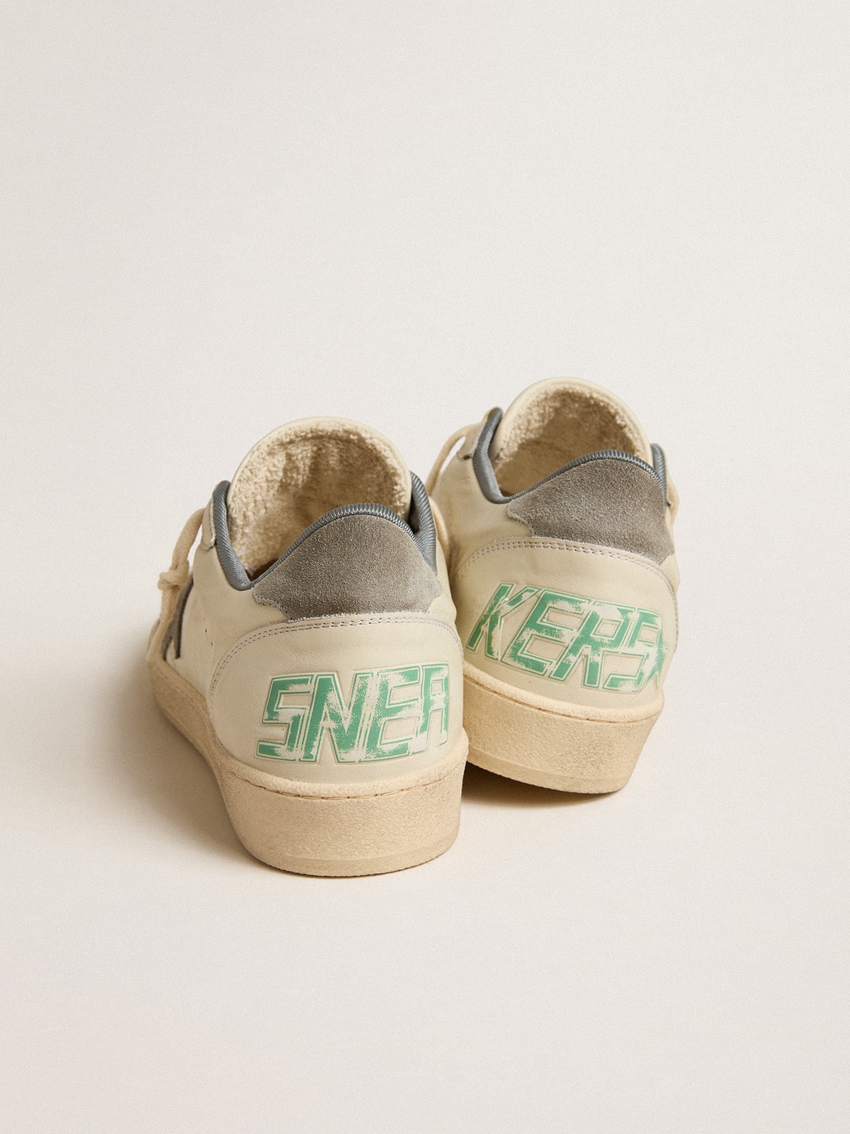 Golden Goose - Ball Star In Nappa Leather With Gray Suede Star And Heel Tab, Man
