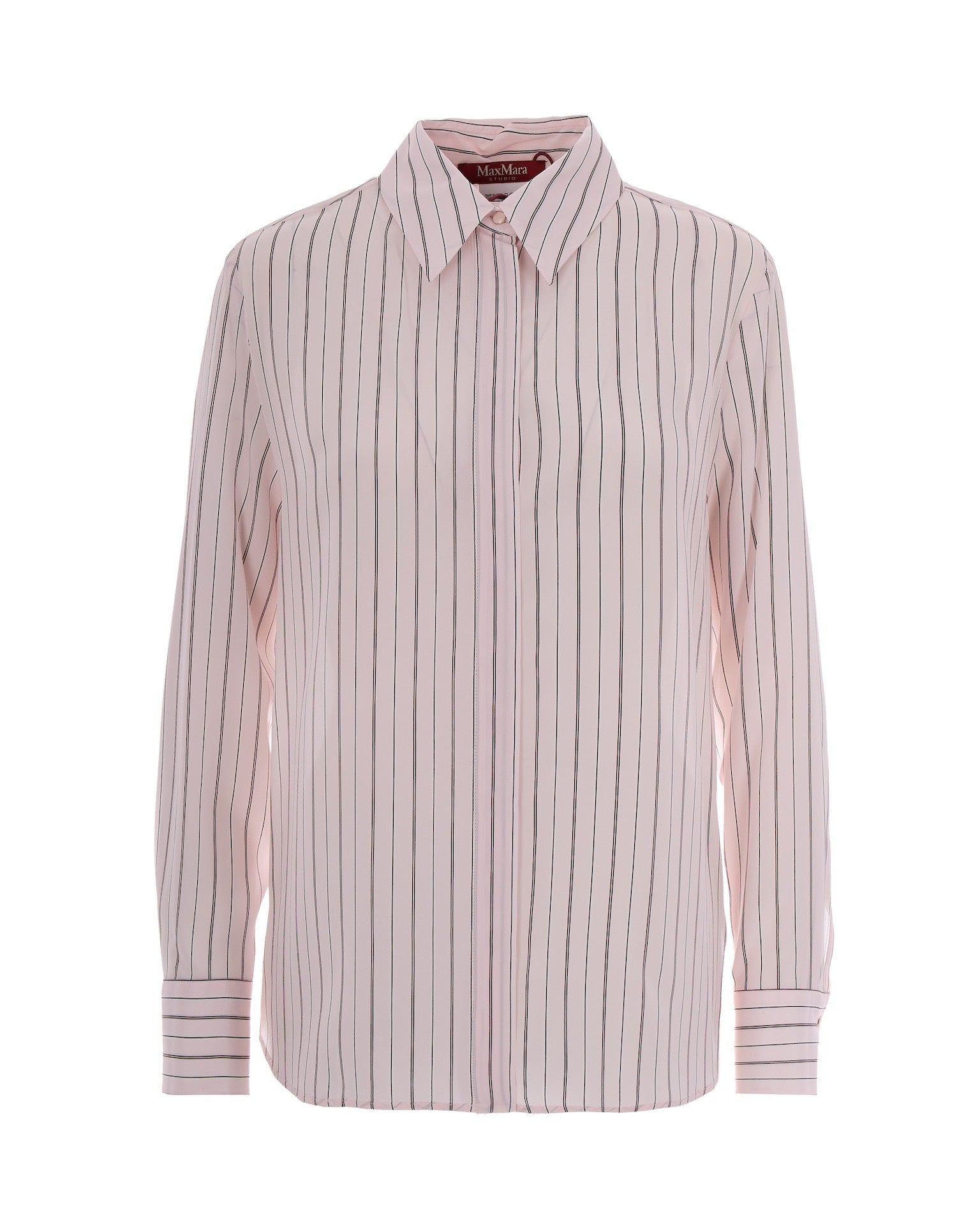 Silk Striped Shirt — Pink