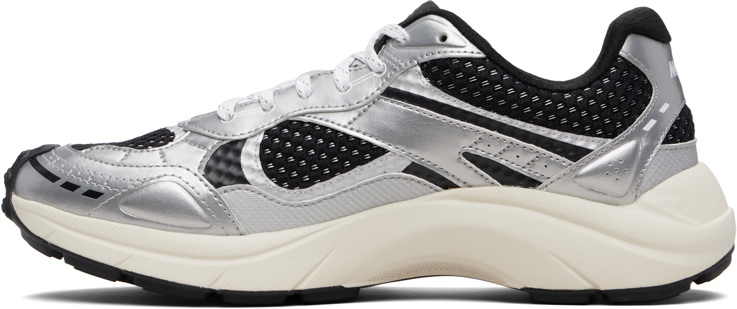 Silver & Black Mesh Faux-Leather Sneakers