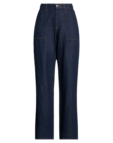 Woman Jeans Blue Size 23 Cotton, Linen