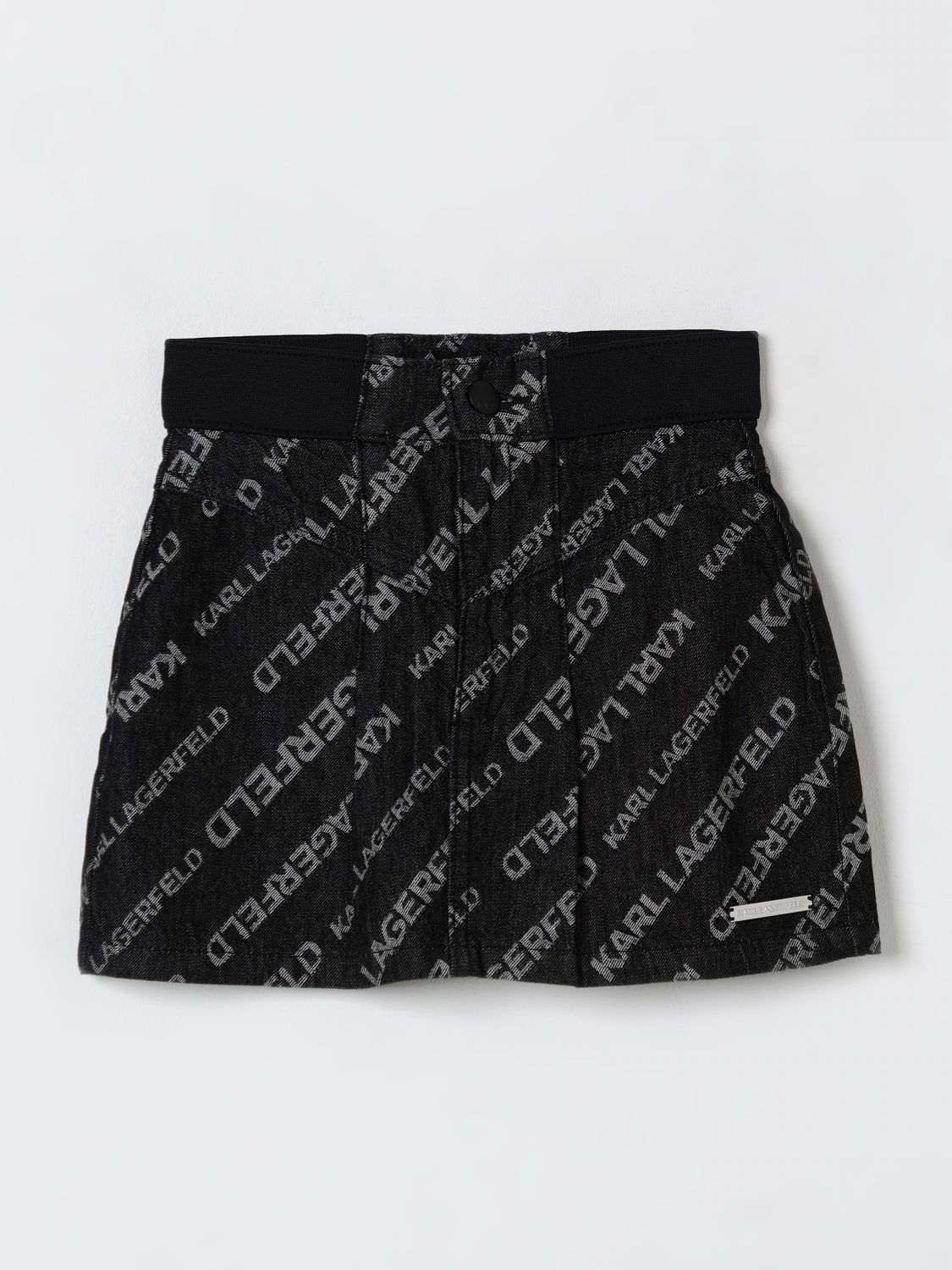 Logo-jacquard denim skirt - Grey
