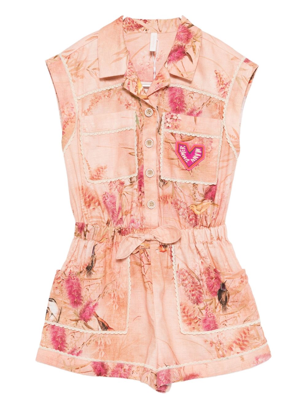 Cascadian floral-print playsuit - Pink