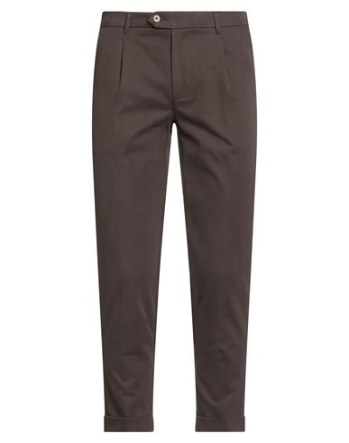 Man Pants Dark brown Size 42 Cotton, Elastane