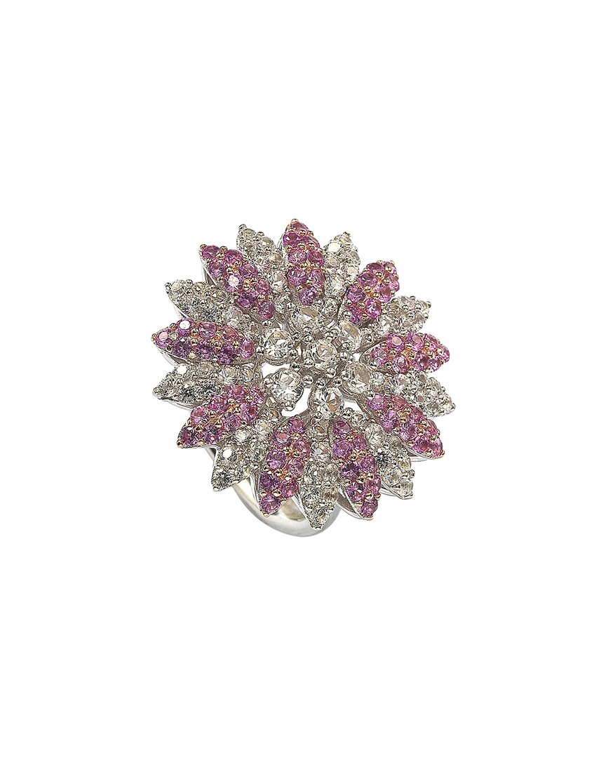 Silver 0.02 Ct. Tw. Diamond & Sapphire Ring