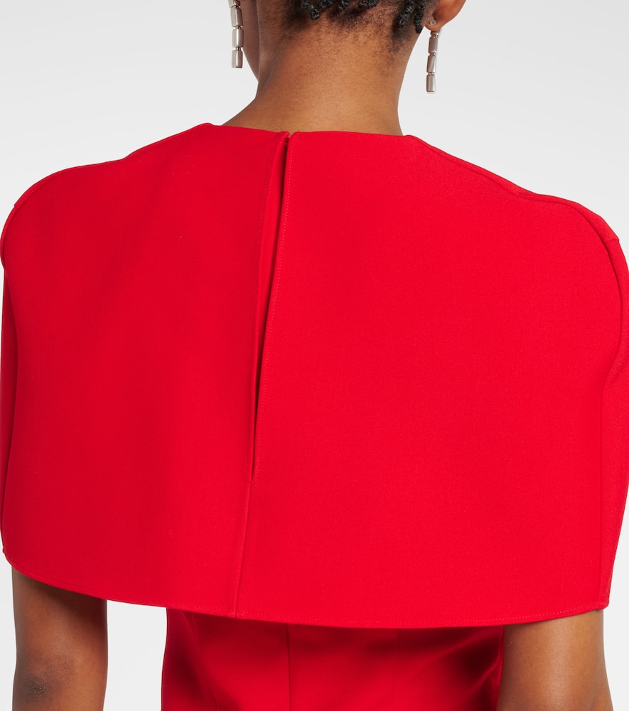 Caped crêpe midi dress