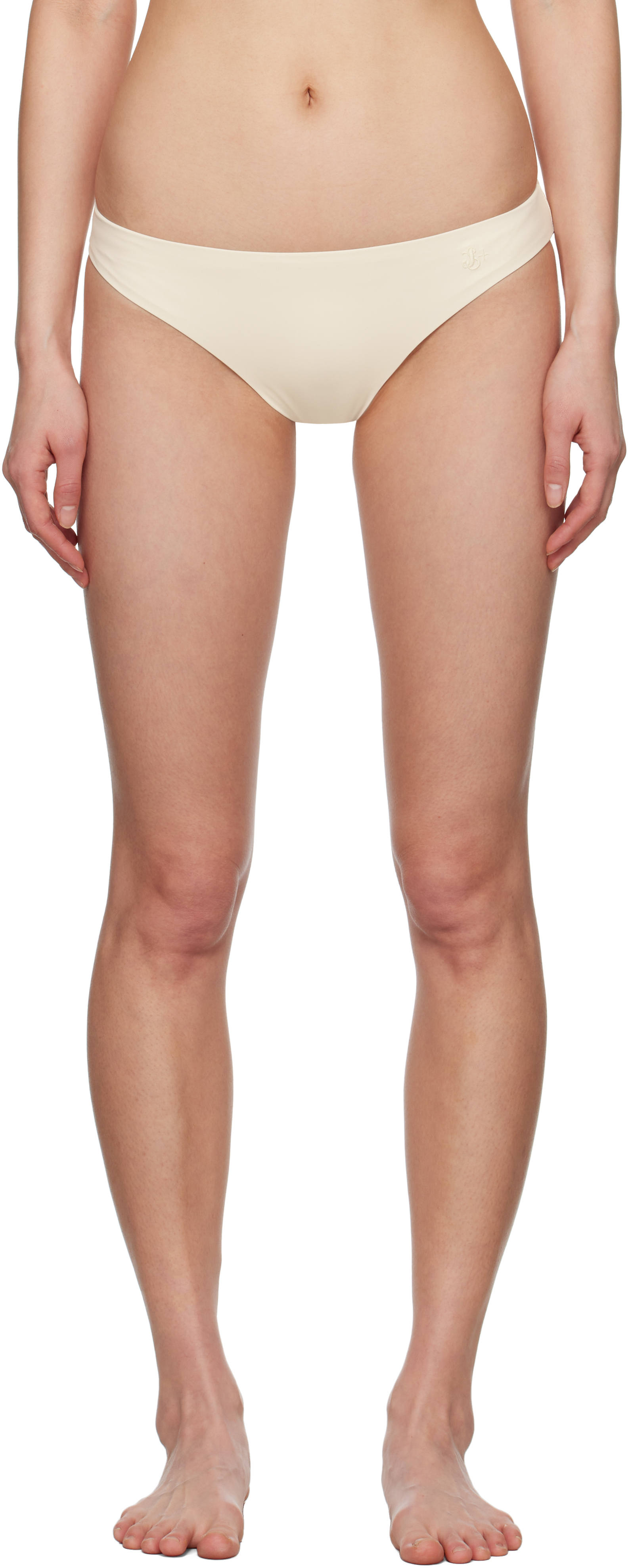 Jil Sander Beige Embroidered Logo Bikini Bottom