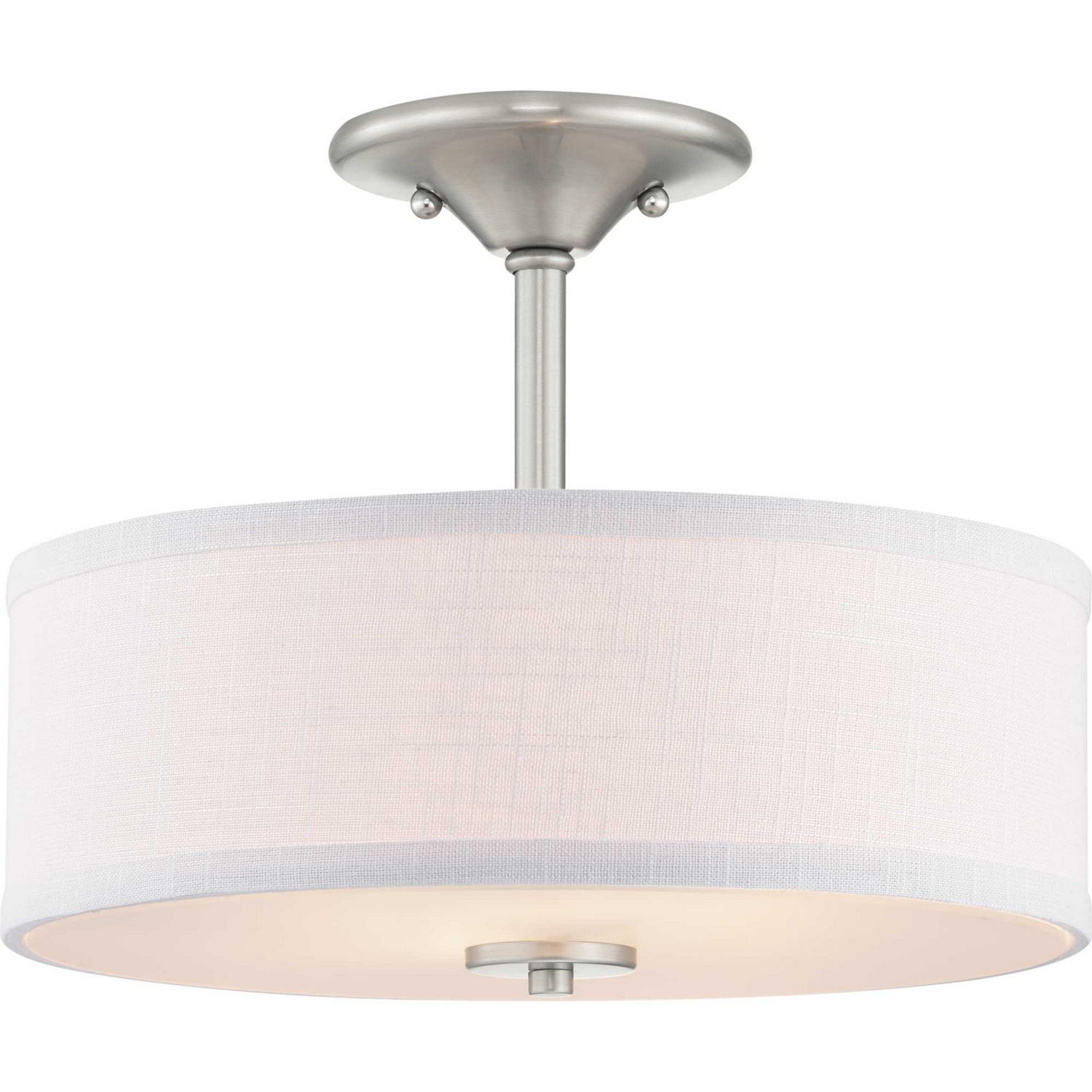 Brushed Nickel Two Light Semi-Flush Mount from the Inspire Collection