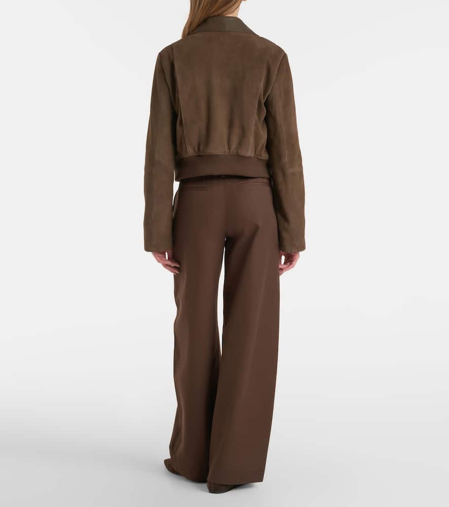 Cotton twill wide-leg pants