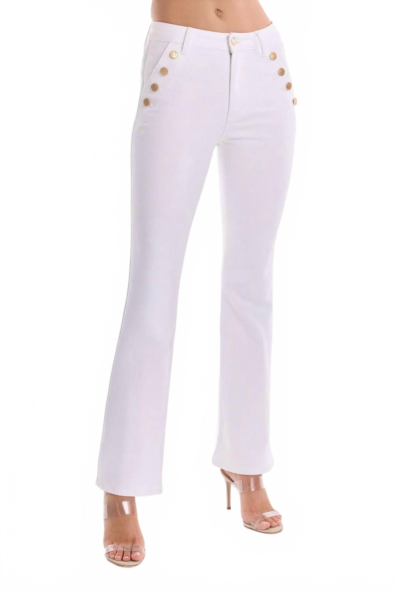 Allegra Bootcut High-Rise Jeans In White