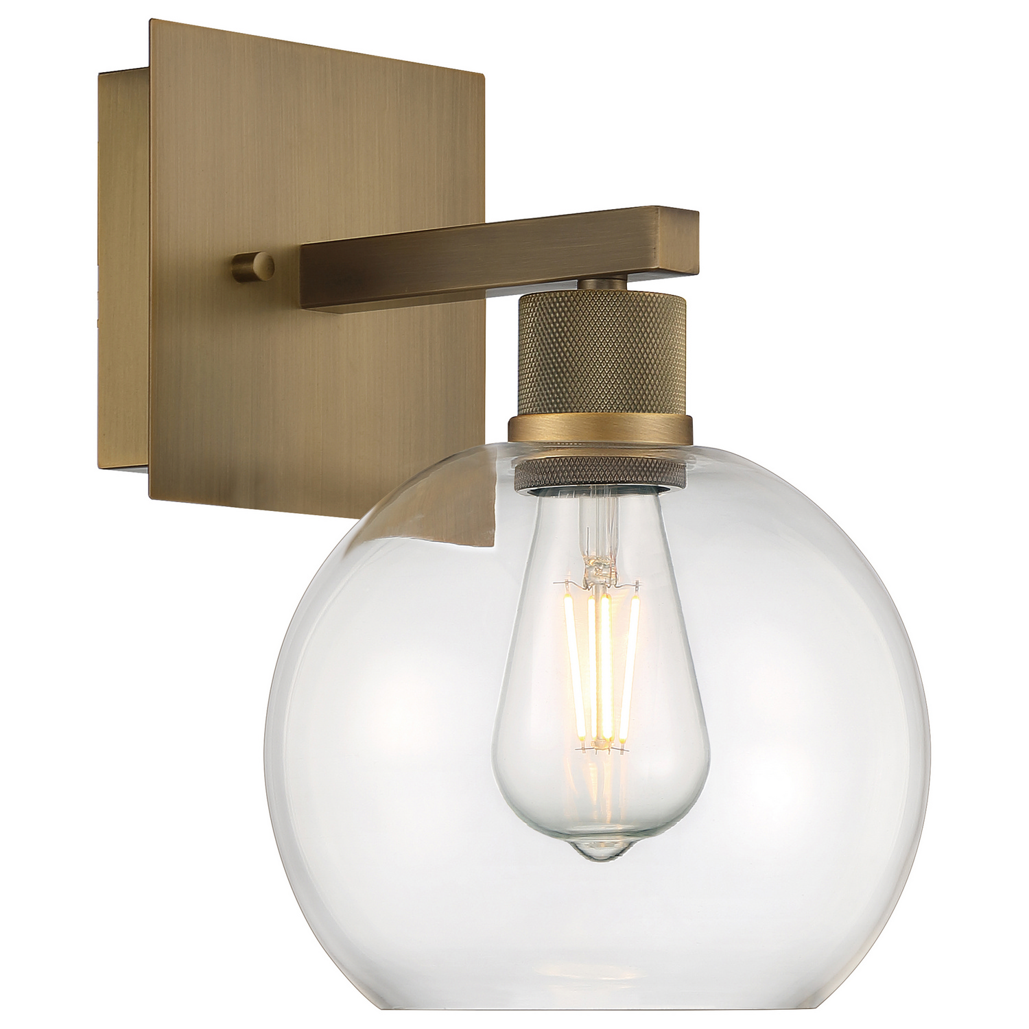 Antique Brushed Brass LED Wall Sconce from the Port Nine Burgundy Collection