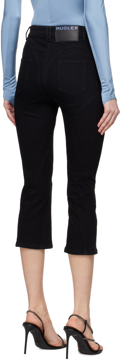 Mugler Black Spiral Crop Jeans
