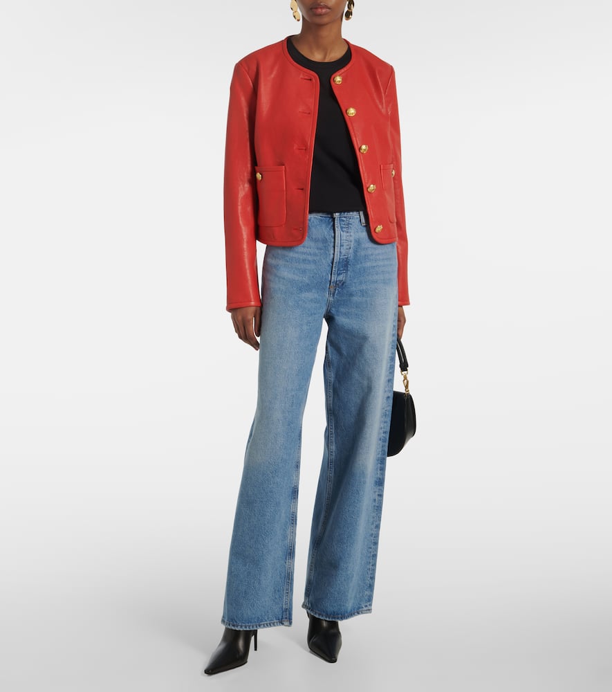 Suz leather-trimmed suede jacket