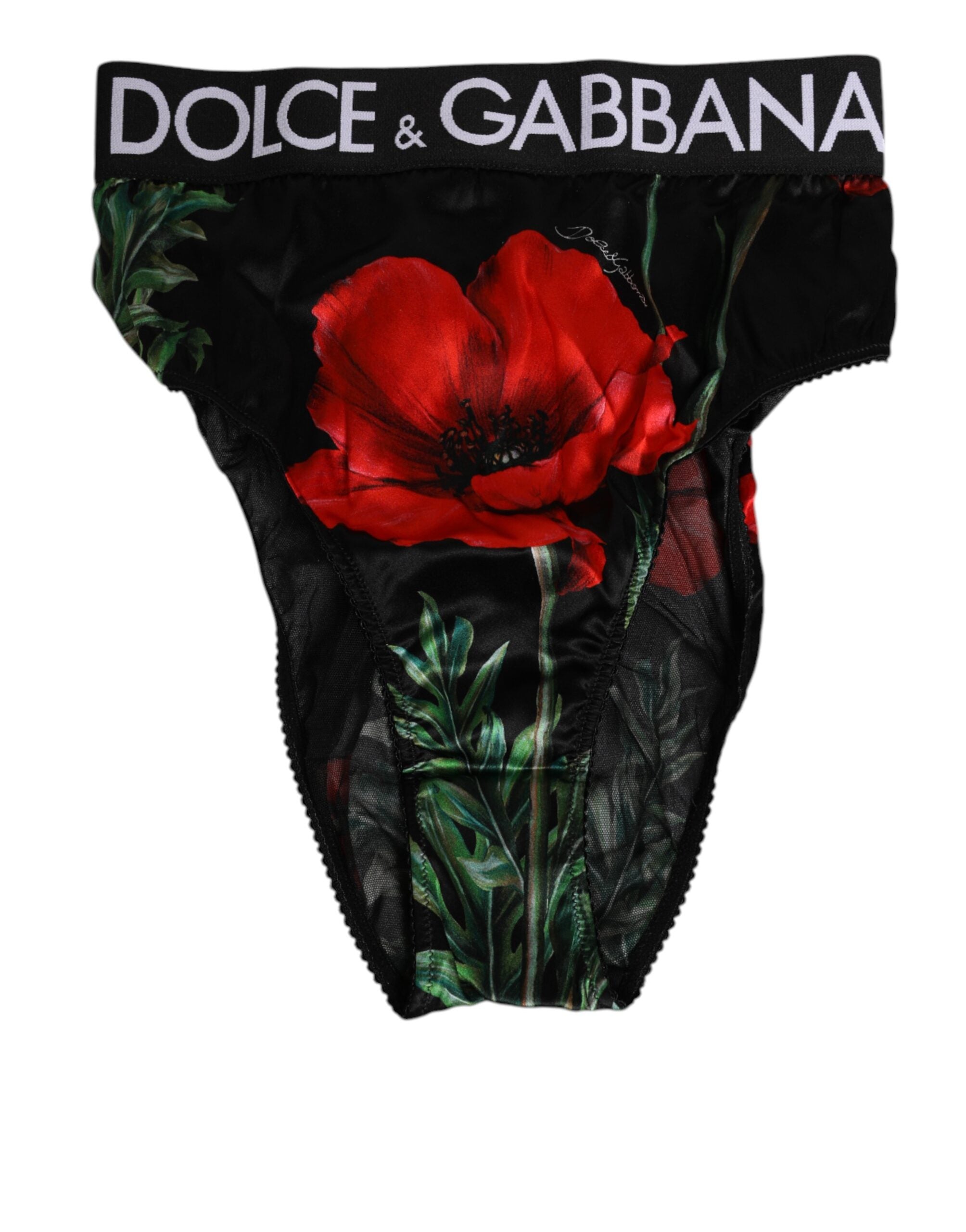 Poppy Floral Print Silk Mesh Tank Top — Black
