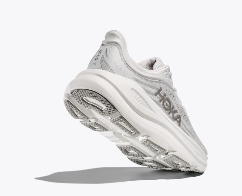 HOKA Women's Bondi 9 Shoes in Stardust/Silver
