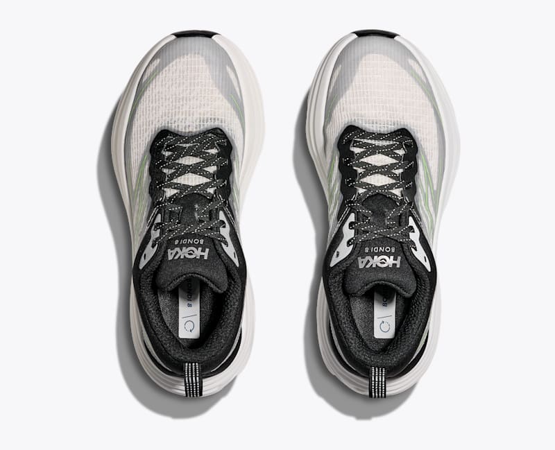 HOKA Stealth/Tech Bondi 8 Caged Shoes in White/Tart Apple