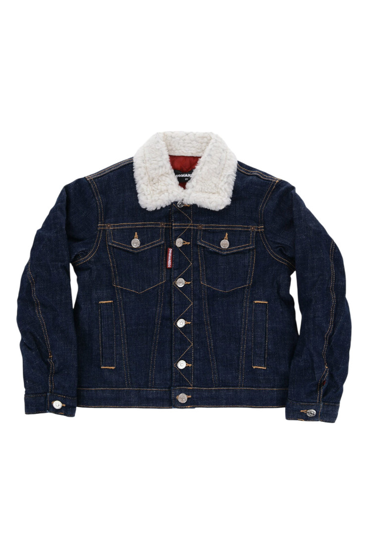 Boys Dark Blue Solid Jacket