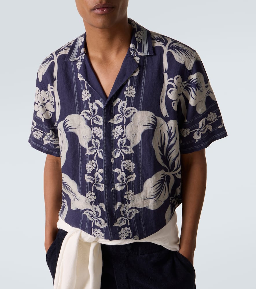 Maitan floral linen bowling shirt