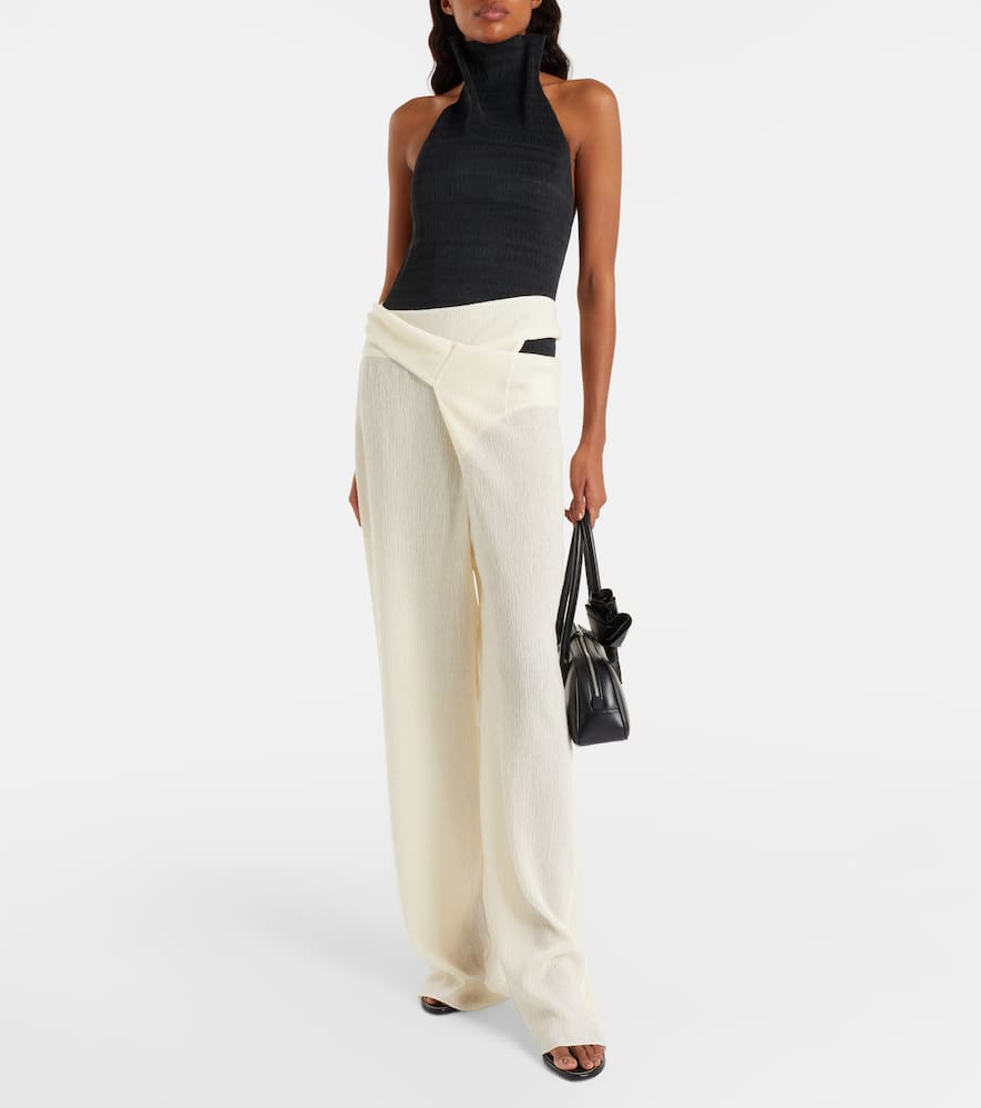 High-rise wide-leg pants