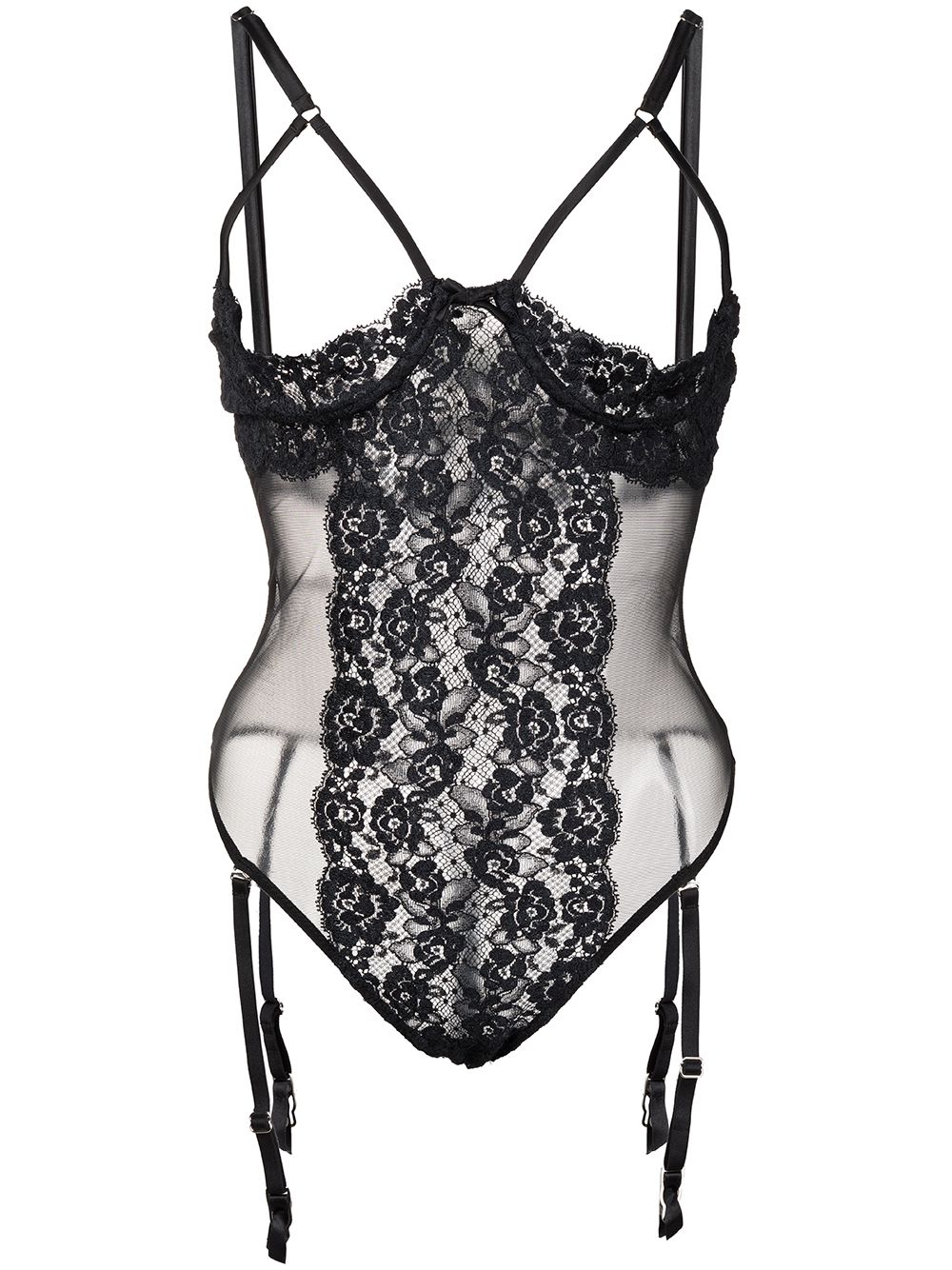Foxy lace peek-a-boo bodysuit - Black