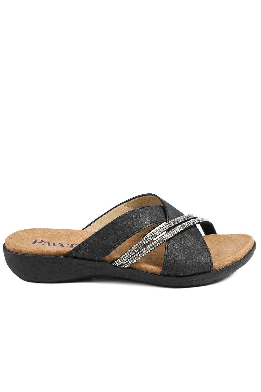 Pavers Lightweight Slip On Mule Sandals In Black