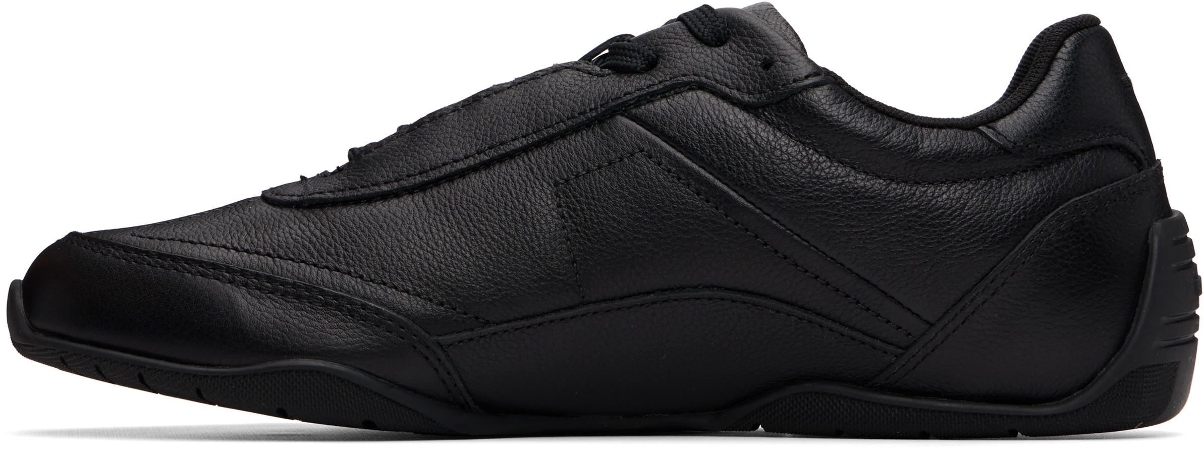 Black Logo Detail Leather Sneakers