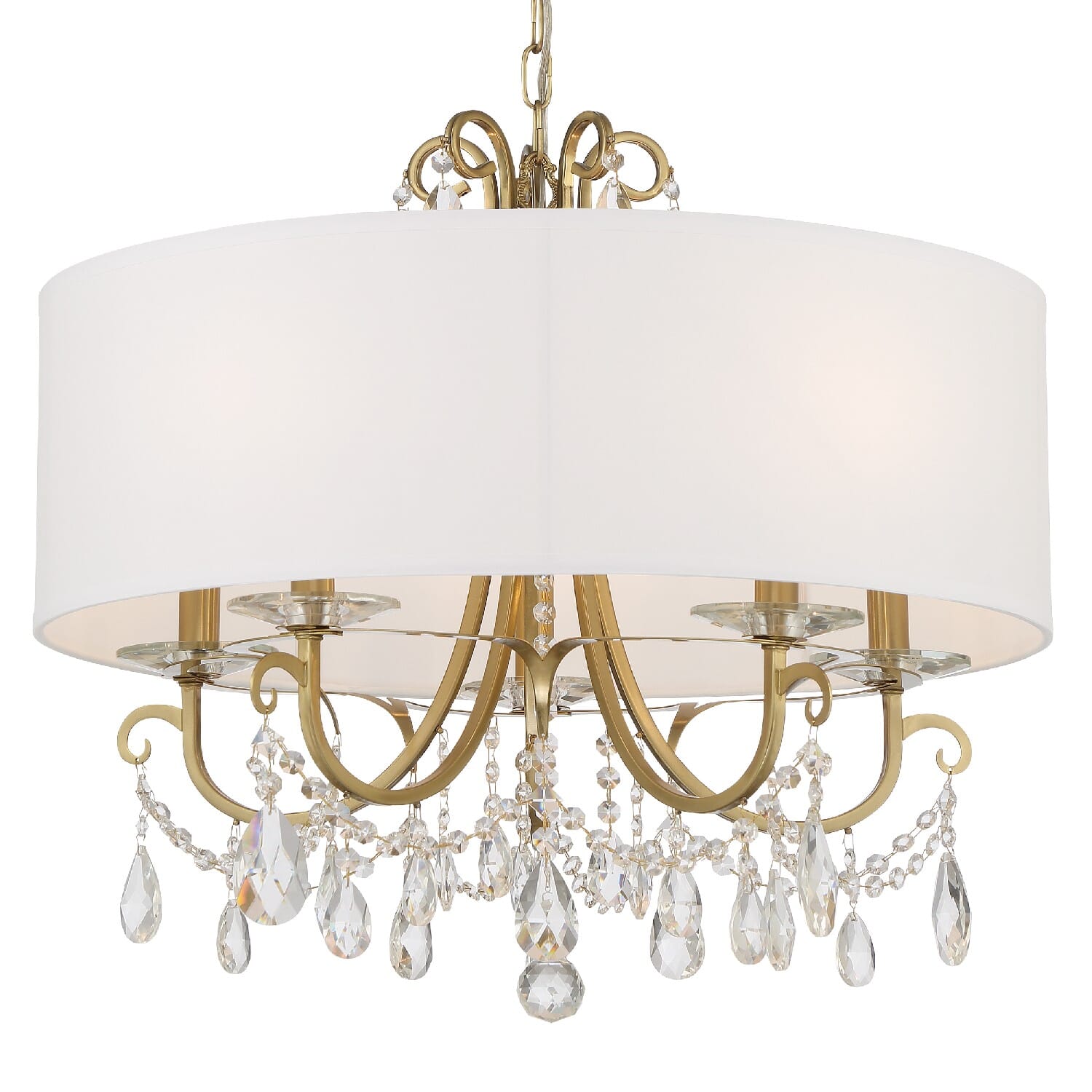 Othello 5-Light 21" Chandelier in Vibrant Gold with Swarovski Spectra Crystal Crysta
