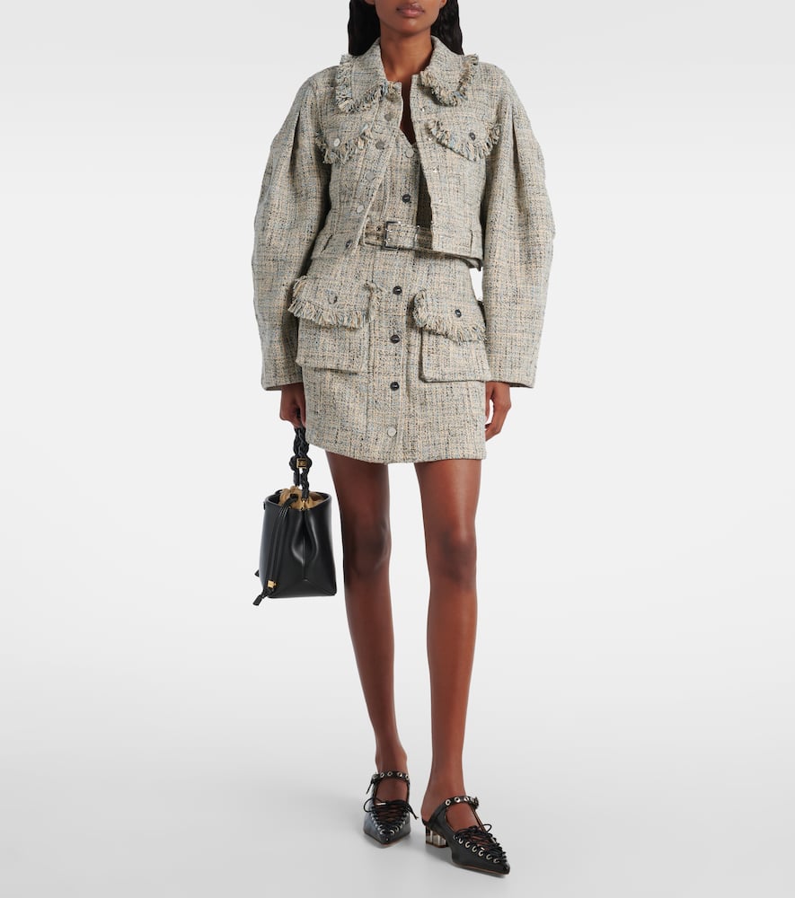 Cropped cotton tweed jacket