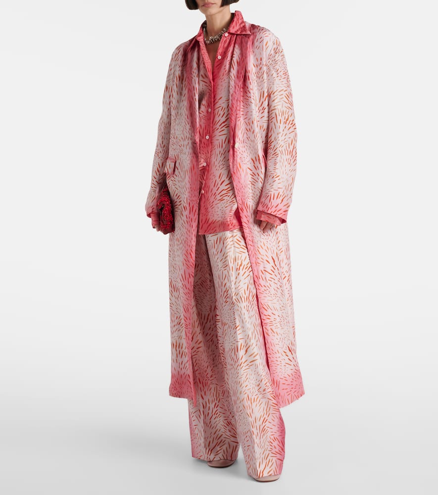 Printed silk wide-leg pants