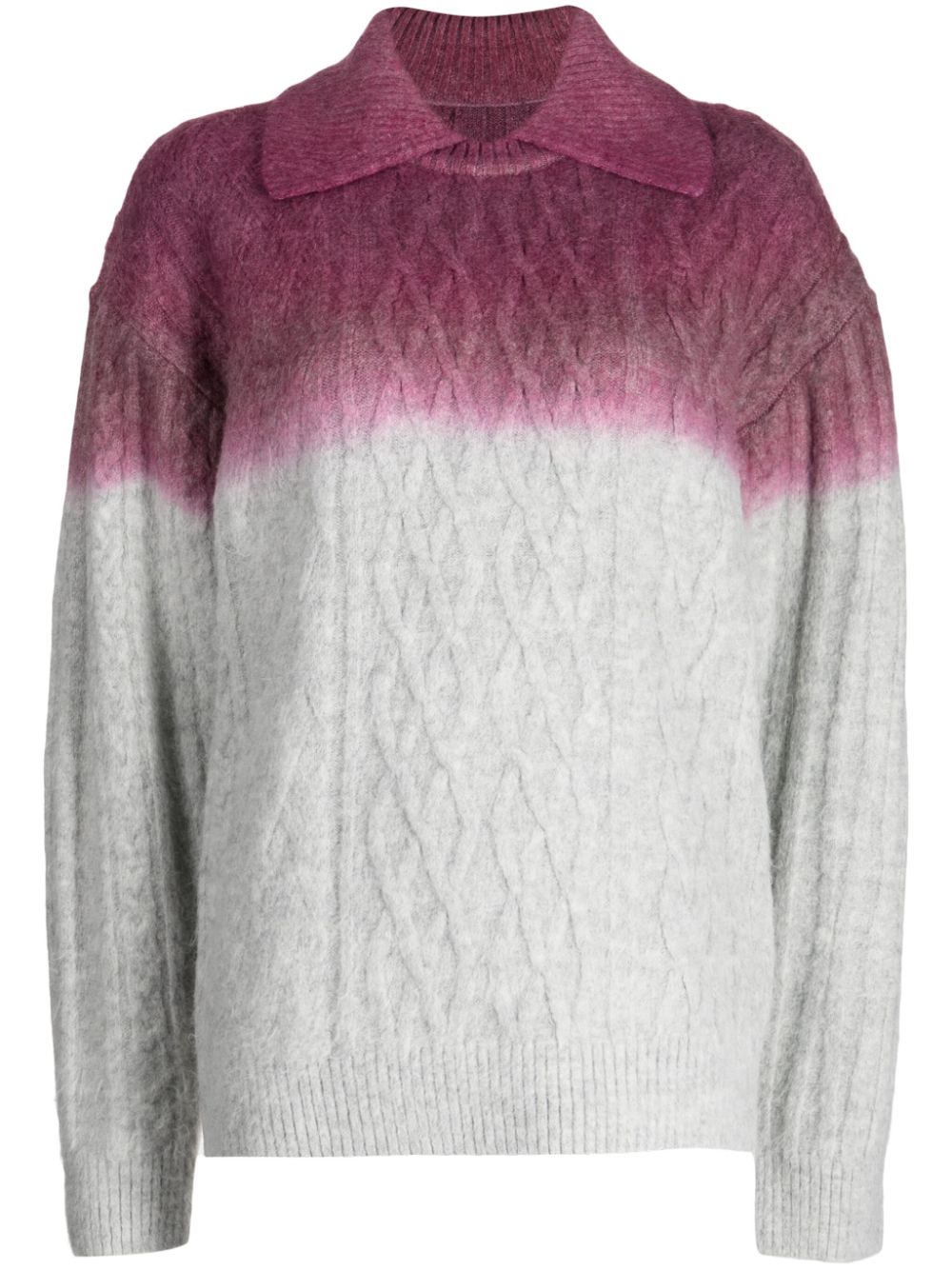 Gradient-effect cable-knit jumper - Purple