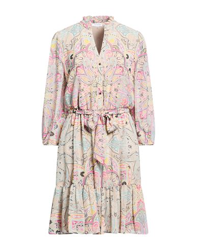 Woman Midi dress Beige Size M Polyester