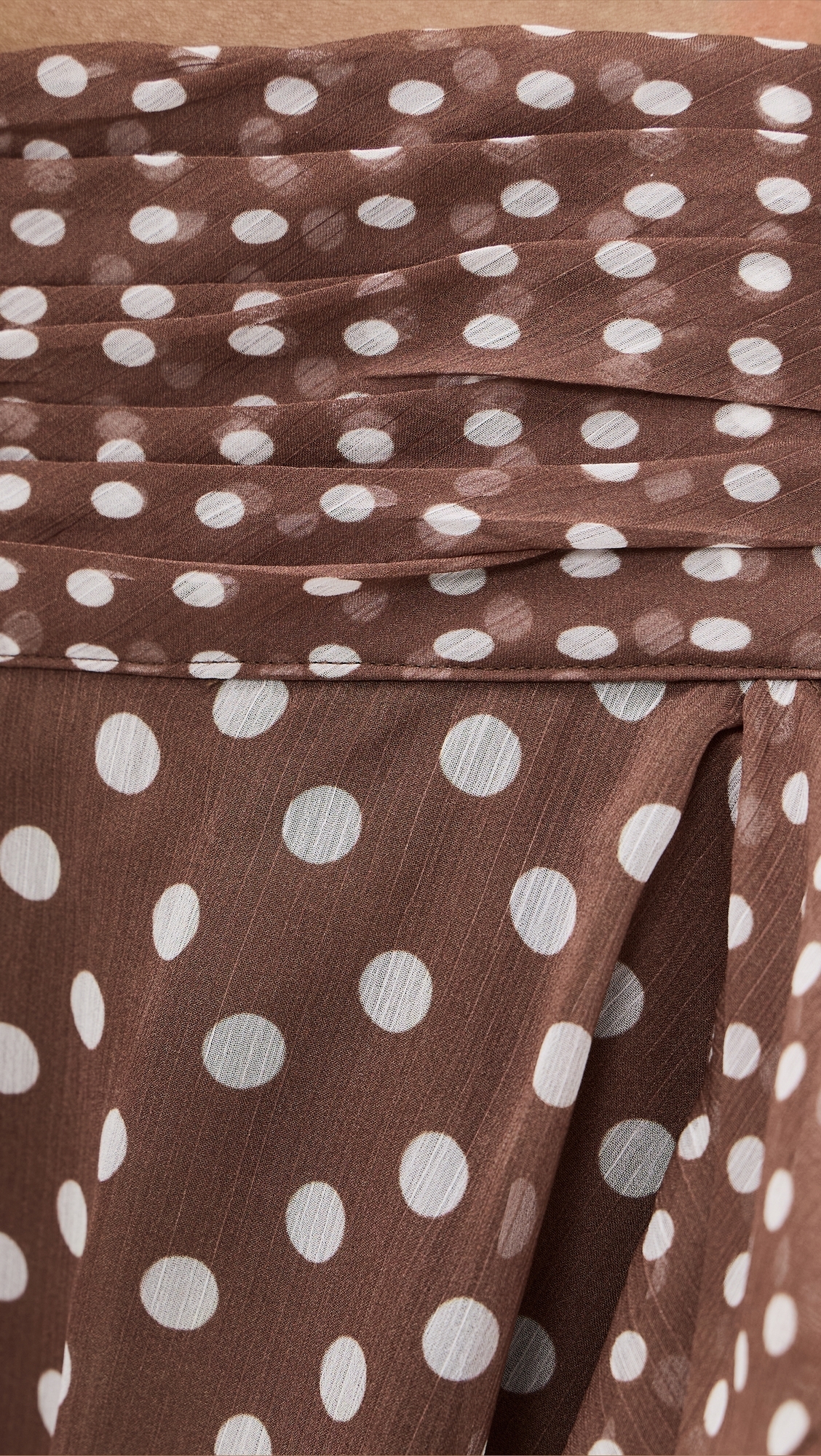 Crinkled Dot Chiffon Miniskirt Espresso