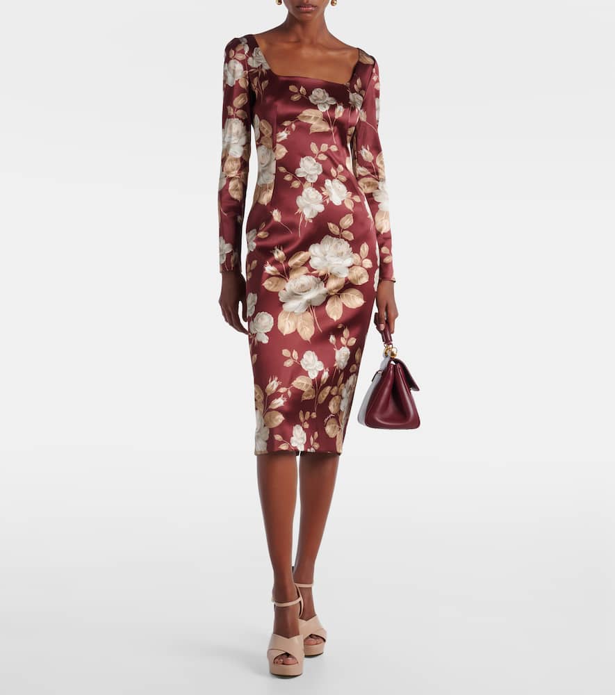 Floral satin midi dress