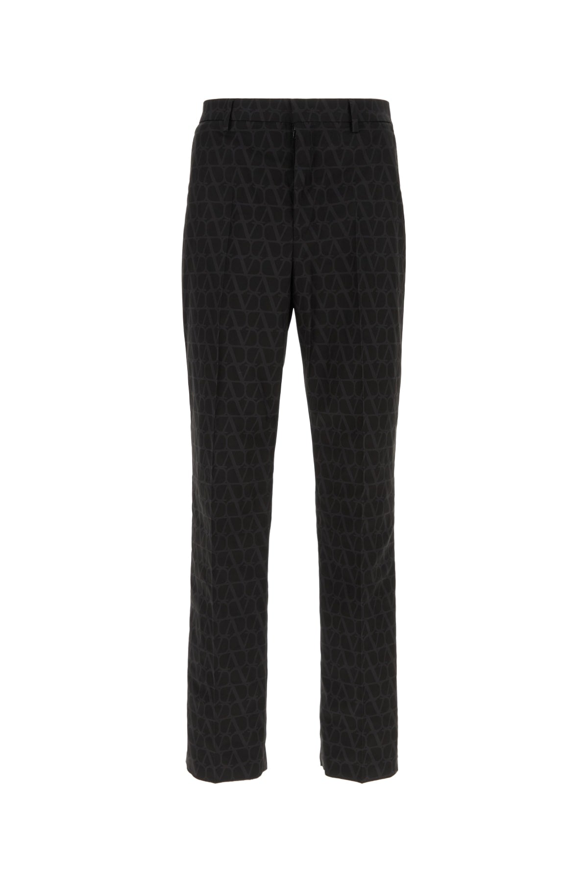 Jacquard Polyester Trousers — Black