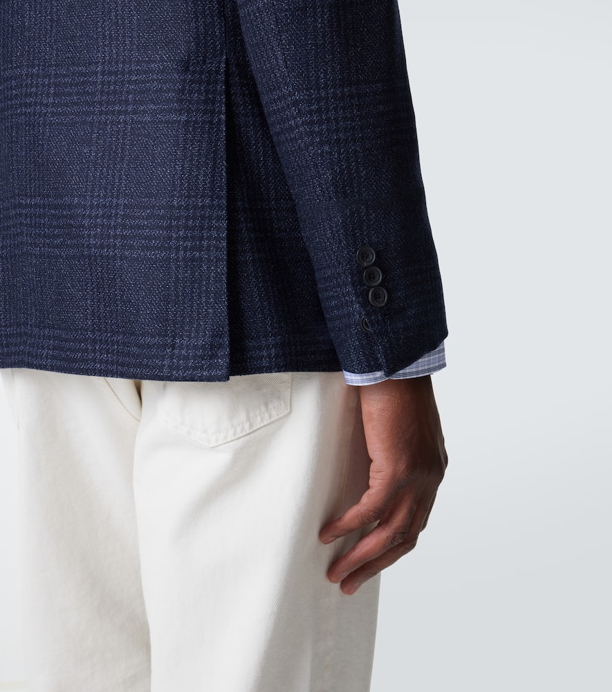 Checked wool and silk blazer