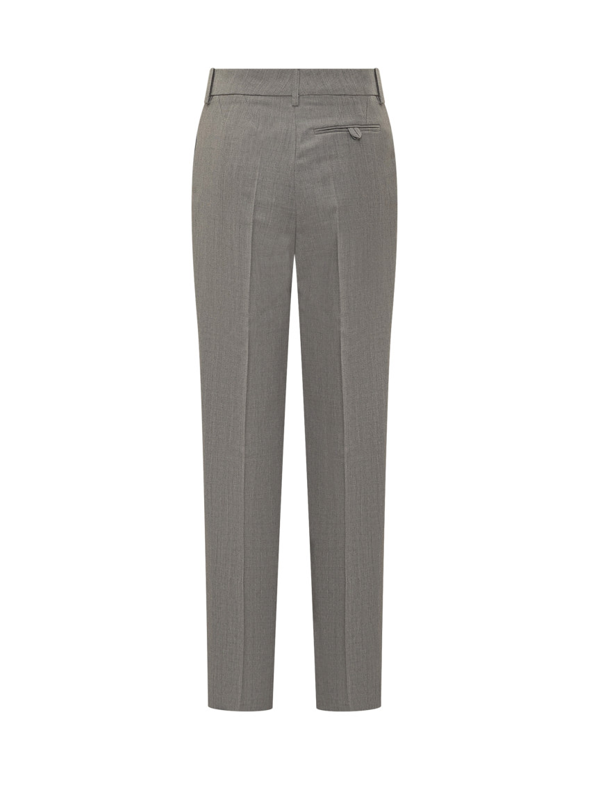 Grey Straight Flat Front Pants