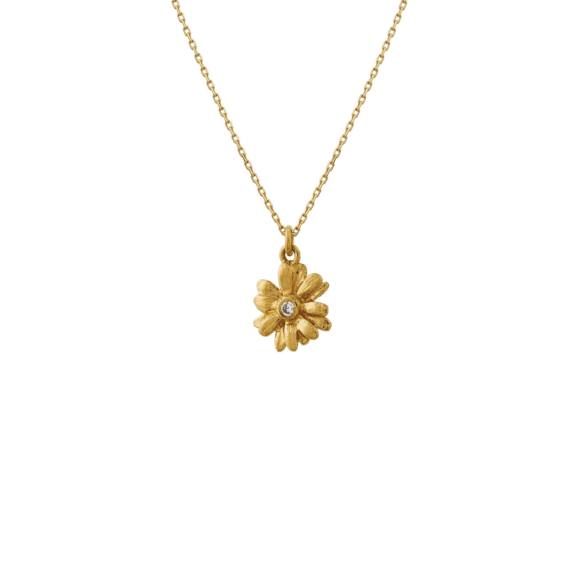 Teeny Tiny Diamond Daisy Necklace 18ct Yellow Gold Jewellery